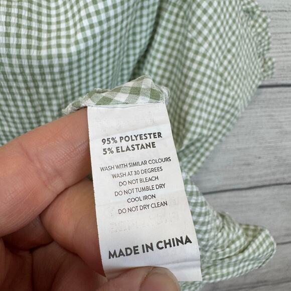 Lola May Plus Size Sage & White Gingham Sleeveless Mini Dress Size 24 - Picture 7 of 9